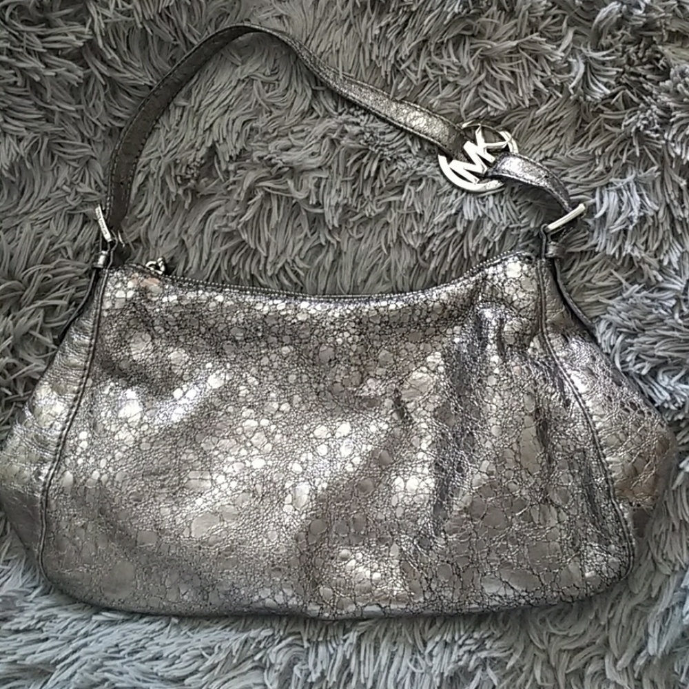 Michael Kors small metallic silver handbag